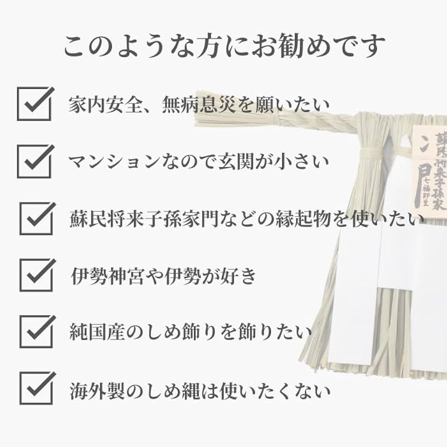 Amazon｜伊勢 - 宮忠 - 伊勢しめ縄（玄関用） ミニサイズ 蘇民